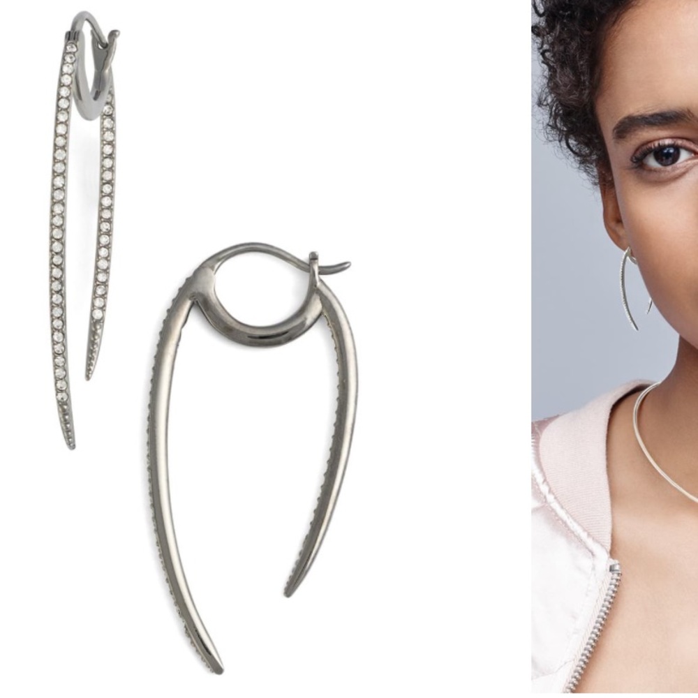 Nadri ‘Crescent' Linear Hoop Earrings